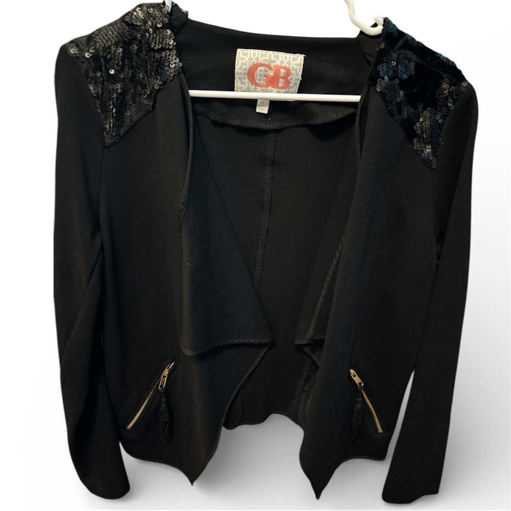 Gianni Bini Black Sequin Blazer • Shoulder Sequin detail • Glam Statement Jacket